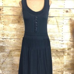 BADGLEY MISCHKA Knit Dress Black Pleated Skirt SM